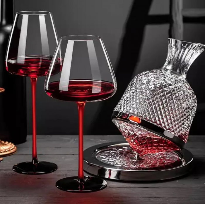 Decantor Rotativ Silver cu 2 pahare [1]
