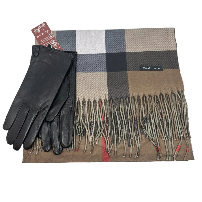Scottish Brown Esarfa Casmir & Mănuşi Piele Naturala [1]