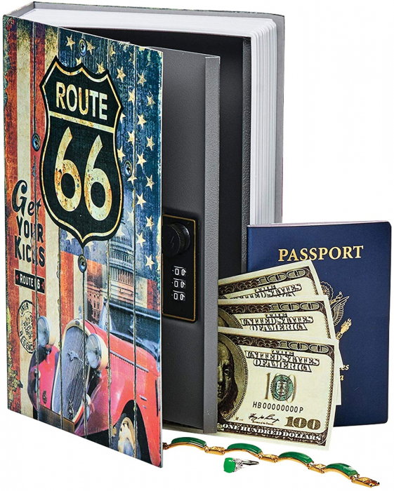 Seif in forma de carte Route 66, Big size: 24 x 15,5 x 5,5 cm [1]