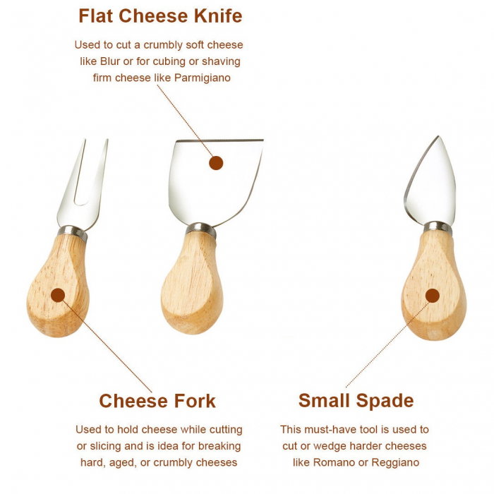 Set 3 cuțite pentru brânză Cheese si suport lemn [2]
