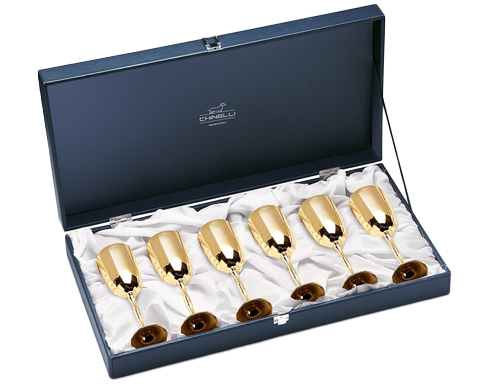 Set 6 pahare placate cu aur Fluet RIGATO Metallo by Chinelli, made in Italy [1]