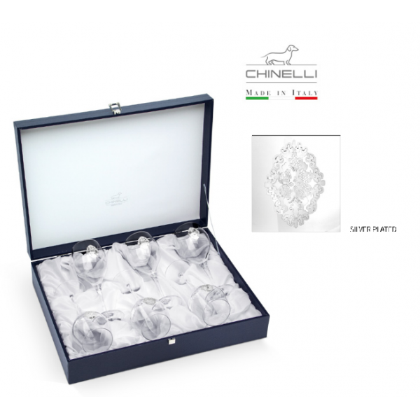 Set 6 Pahare Vin Arabesque Silver Plated by Chinelli - made in Italy [1]