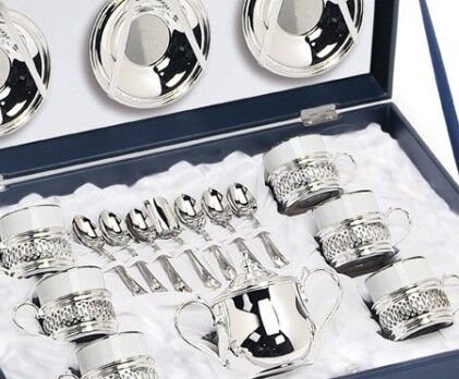 Set Cafea 6 Tazzine ESPRESSO placat cu argint by Chinelli, made in Italy [3]