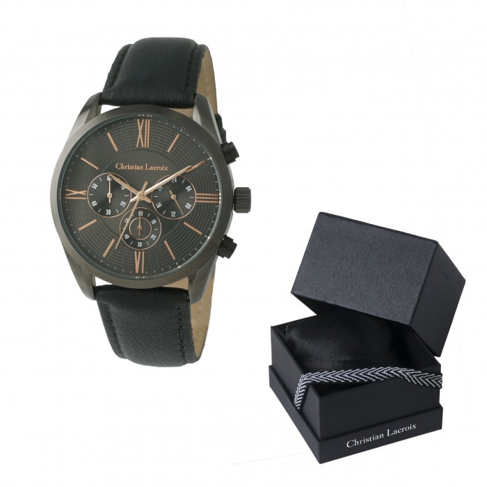 Ceas Cronograf Textus Leather Grey Christian Lacroix si Batista Matase by Borealy [5]