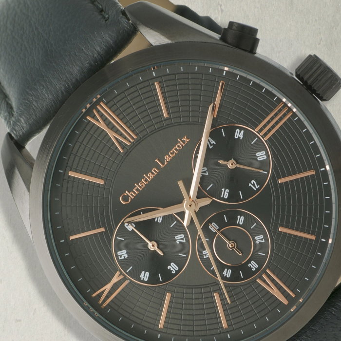 Ceas Cronograf Textus Leather Grey Christian Lacroix si Batista Matase by Borealy [2]