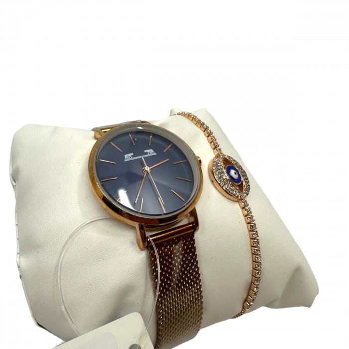 Set Ceas Pink Gold Matteo Ferari & Bratara Golden Eye [4]