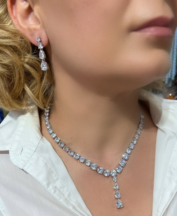 Set Colier si Cercei Crystal Mireasa Wedding [4]