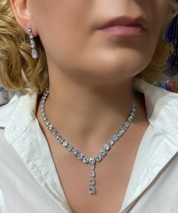 Set Colier si Cercei Crystal Mireasa Wedding [6]