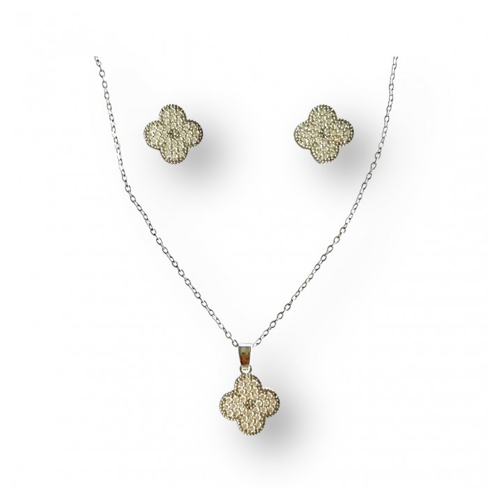 Set Medalion si Cercei Clover White [1]