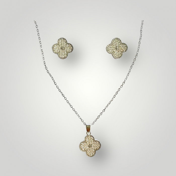 Set Medalion si Cercei Clover White [3]
