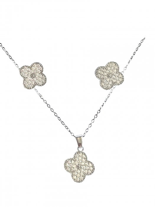 Set Medalion si Cercei Clover White [2]