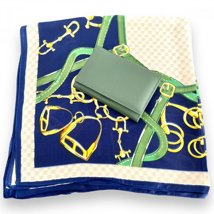 Set Portofel Green piele naturala si Esarfa Matase [2]