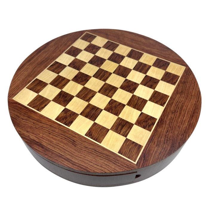 Set Șah Rotund din Lemn Masiv – Design Elegant cu Sertare Laterale [4]