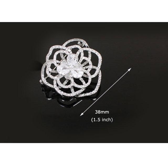 Set Borealy Simulated Sapphire Colier, Cercei, Brosa si Inel Camellia Luxury [10]