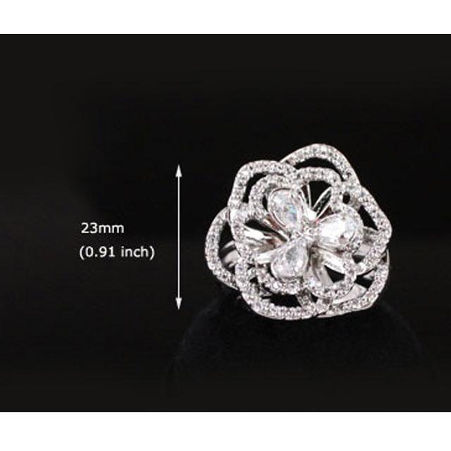 Set Borealy Simulated Sapphire Colier, Cercei, Brosa si Inel Camellia Luxury [8]