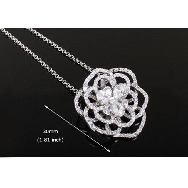 Set Borealy Simulated Sapphire Colier, Cercei, Brosa si Inel Camellia Luxury [9]