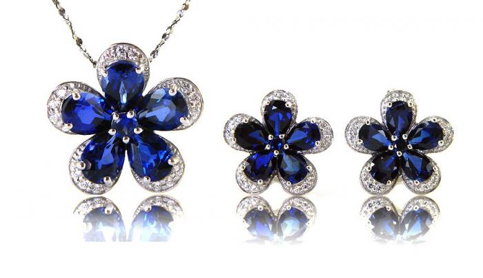 Safir Flowers Colier şi Cercei 10 carate & Silver 925 [1]