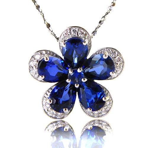 Safir Flowers Colier şi Cercei 10 carate & Silver 925 [3]