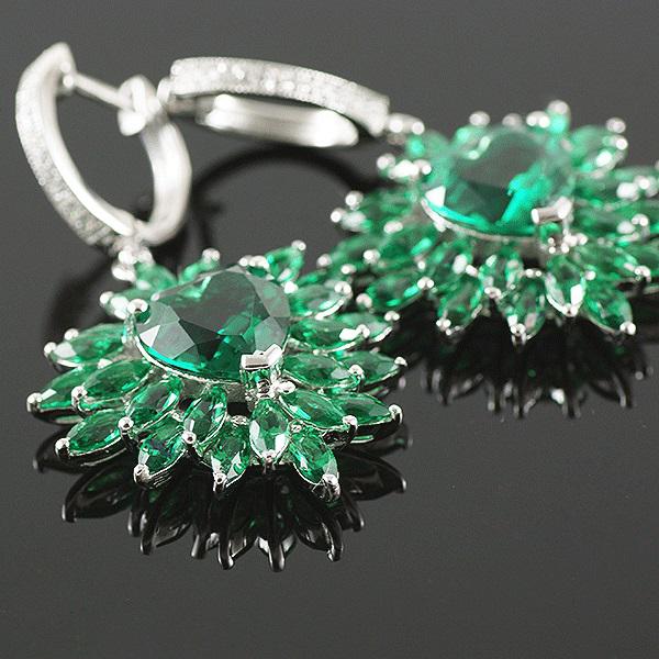 Smaralde Marquise Set Cercei, Colier şi Inel - Pietre Preţioase Argint 925 [7]