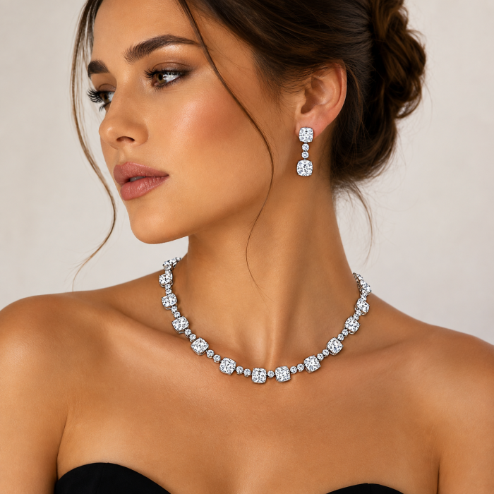 Set Bijuterii Mireasă Sophisticated Blue – Colier și Cercei Eleganți | Borealy [2]