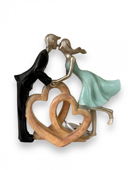 Statueta Cuplu In love and Hearts, Turcoise [1]