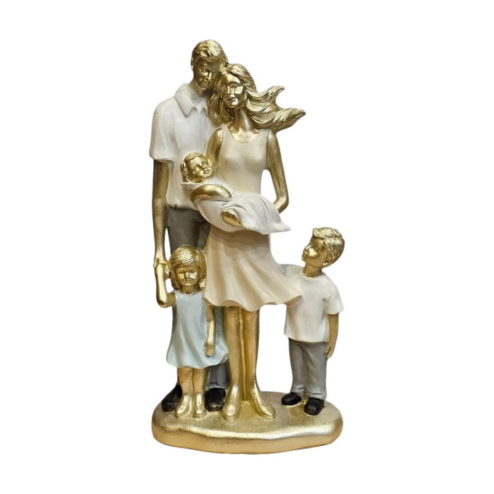 Statuetă decorativă din rășină Familie cu Bebeluș și Doi Copii, 25 cm [1]