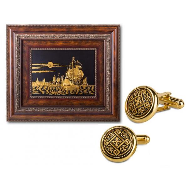 Set Tablou Gold 6th Of September by Credan si Butoni Gold Round by Credan [1]
