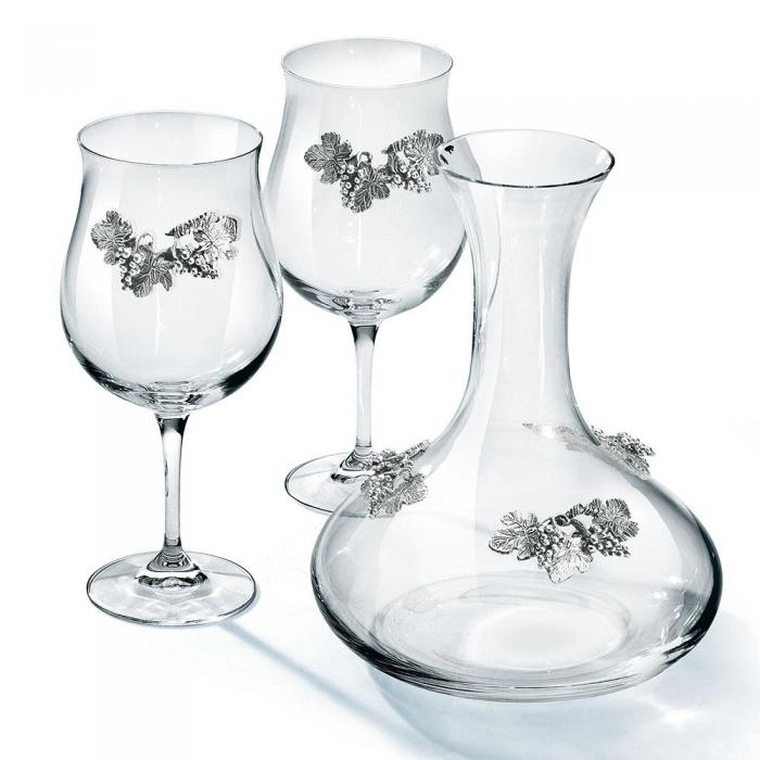 Wine Decanter with Vineyard Elements Silver Plated by Chinelli - Made in Italy [1]