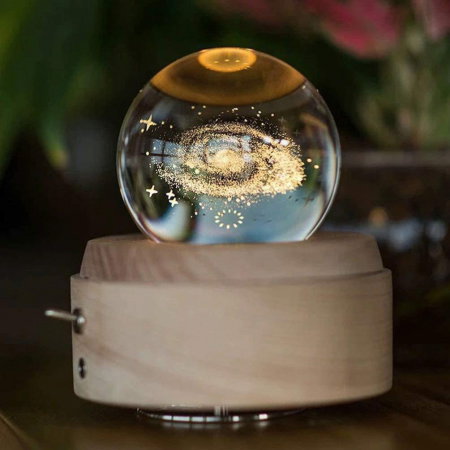 Cadouri Sfanta Maria - Lampa Cristal Calea Lactee 3D Rotativa si Muzicala
