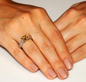 Inel Borealy Argint 925 Simulated Diamond 1.5 Carat Princess Cut Yellow Canary Mărimea 6 [1]