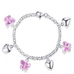 Bratara pentru Copii Borealy Argint 925 Pink Heart Butterfly [0]