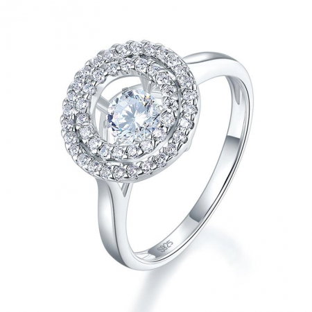 Inel Borealy Argint 925 Dancing Stone Double Halo, Masura 6 [1]