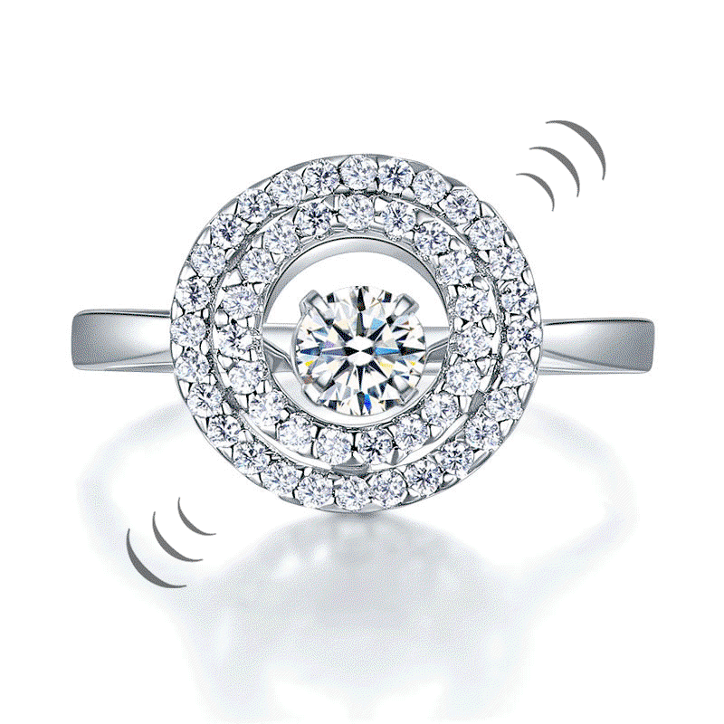 Inel Borealy Argint 925 Dancing Stone Double Halo, Masura 6 [0]