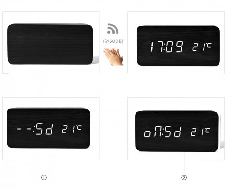Ceas lemn personalizabil Borealy birou cu afisaj LED [5]