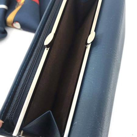 Portofel Navy Blue piele naturala & Esarfa Borealy [4]