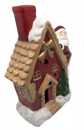 Decoratiune Craciun Santa On The House - ceramica, 30 cm inaltime x 12 cm latime x 9 latime [1]