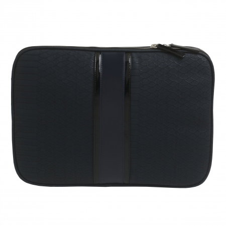 Cadou Business Geanta Laptop Ungaro Pitone Piele Blue & Butoni Noir by Borealy [4]