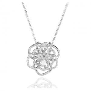 Set Borealy Simulated Sapphire Colier, Cercei, Brosa si Inel Camellia Luxury [6]