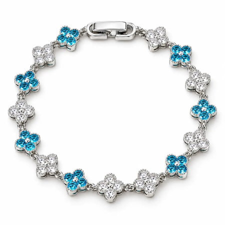 Bijuterii - Brățară florală Blue Blossom cu cristale albastre și transparente