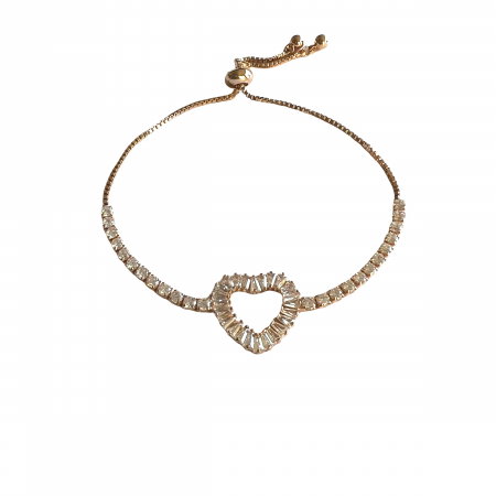 Brăţară Classic Heart Tennis Simulated Diamonds Gold [0]