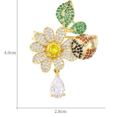 Broșă elegantă Floare si Buburuză & Cadou Esarfa Matase & Mini Gentuta [5]