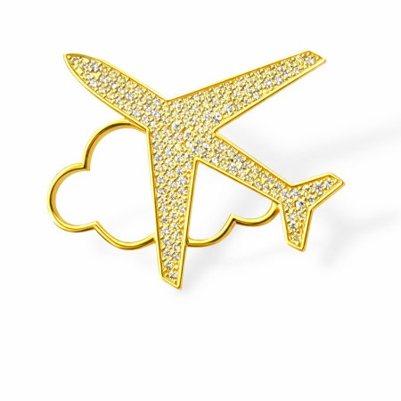 Brose - Broșă Avion cu Nor – Accesoriu Elegant pentru Pasionații de Călătorii