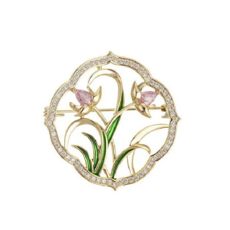 Broșă Flowers cu Cristale & Eșarfă din Mătase – Cadou Elegant de 8 Martie [0]