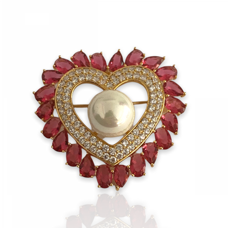 Brosa Red Heart Glamour & Cadou Esarfa Matase [1]