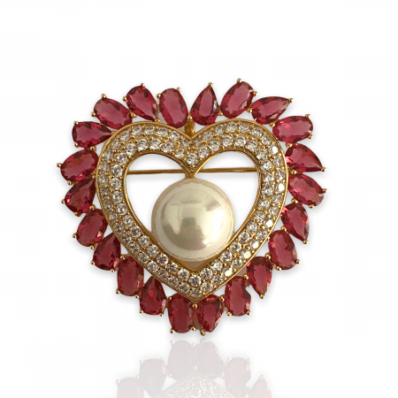 Brosa Red Heart Glamour & Cadou Esarfa Matase [0]