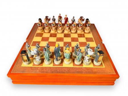 Cadouri pentru Bunica - Premium Chess Game, cu figurine lucrate manual Roma Antica