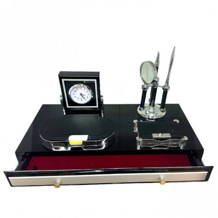 Set de Birou Luxury Business Desk Black – Organizator Executiv cu Ceas și Accesorii [3]