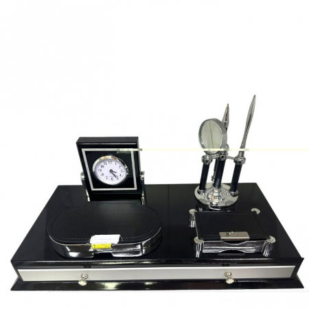 Set de Birou Luxury Business Desk Black – Organizator Executiv cu Ceas și Accesorii [2]