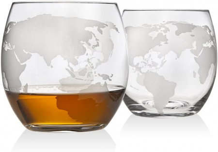 Cadou Luxury Decantor cu Patru Pahare Glob World & Suport Lemn Kitchen [8]