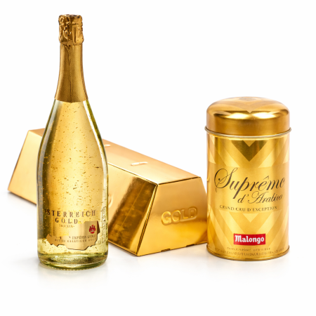 Cadou Gold Luxury Şampanie - cu foiţă de aur 23 karate & Gold Coffee - personalizabil [1]